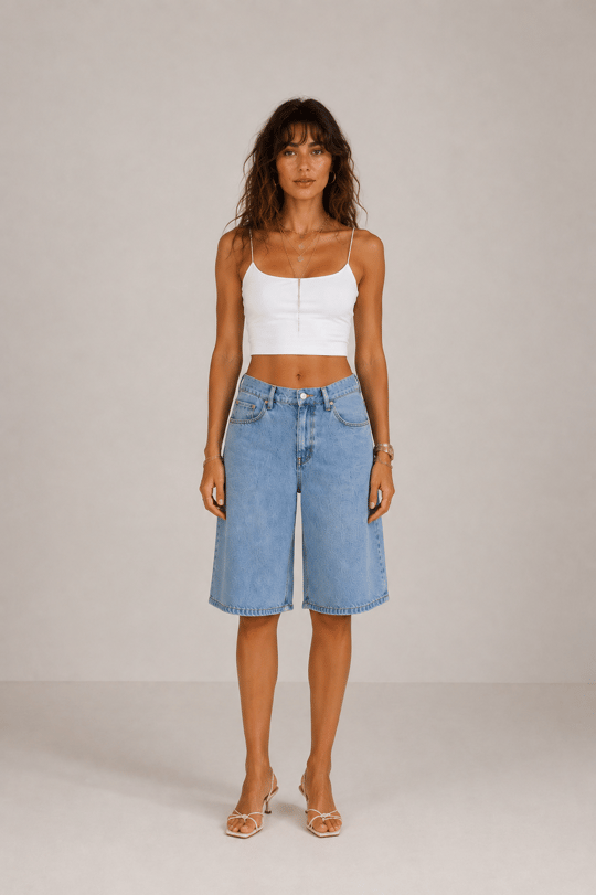 Beyaz İnce İp Askılı Atlet Crop Top