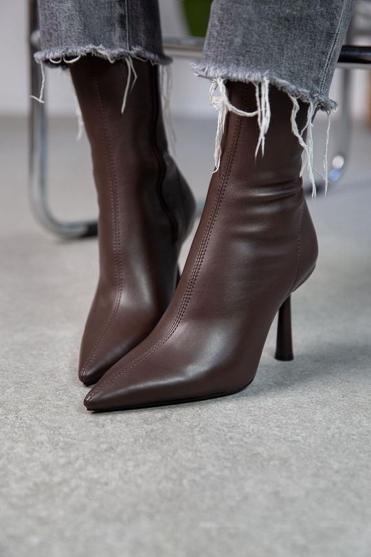 FALL STREÇ KAHVE DERİ BOT KAHVE