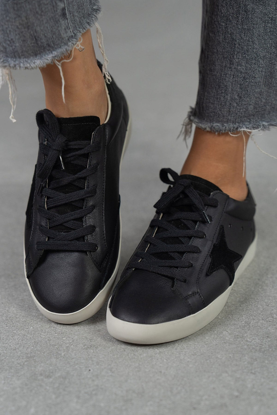 STAR SİYAH DERİ SNEAKER SİYAH DERİ