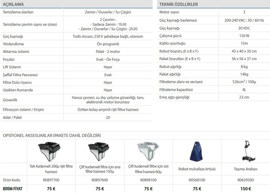 ZODİAC RE 4200 VOYAGER HAVUZ TEMİZLEME ROBOTU