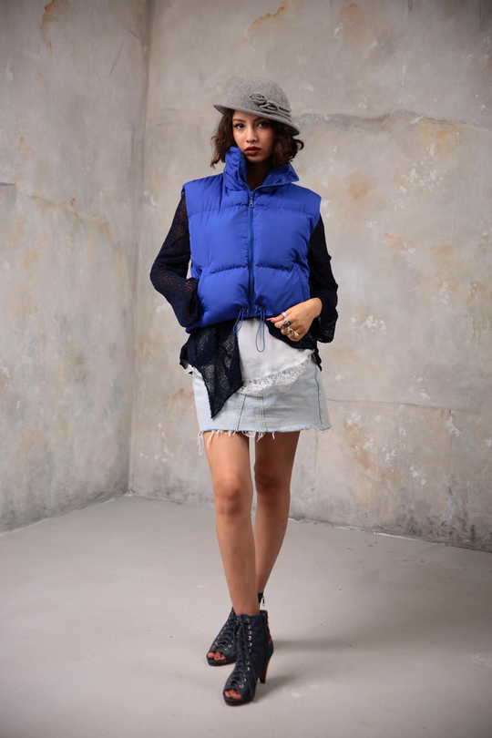 Purple Cropped Puffer Vest - Saman Butik