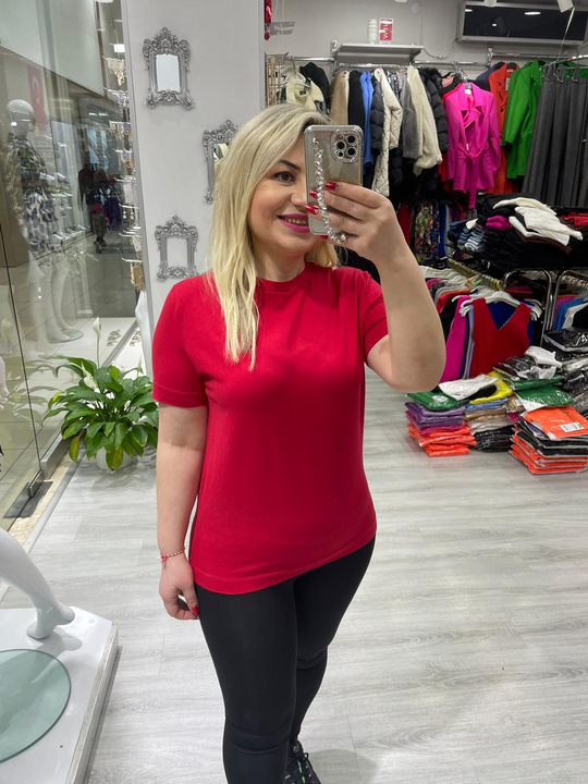 Kırmızı  Bisiklet Yaka Massdutt Tişört