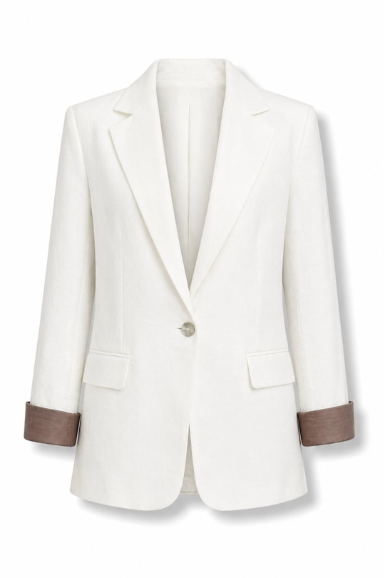 Beyaz Kapak Cepli Blazer Ceket 1495 Ceket 1495