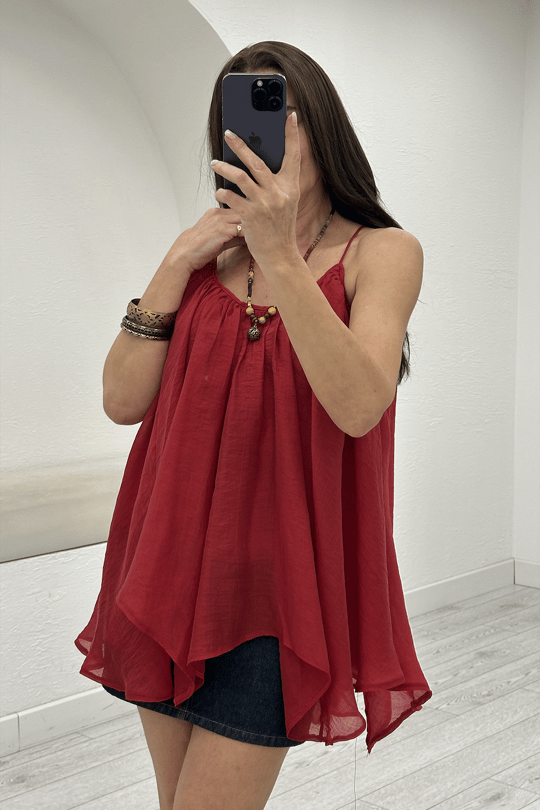 Kırmızı Askılı Bluz 5090