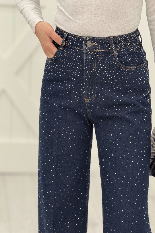 Lacivert Taşlı Jean Pantolon 3494