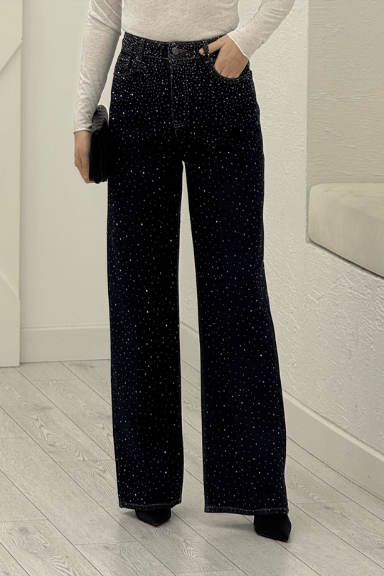 Lacivert Taşlı Jean Pantolon 3494