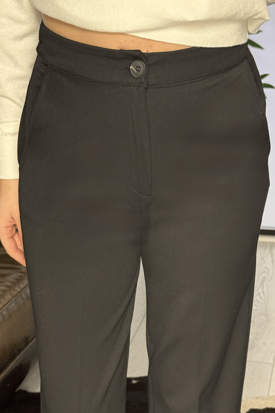 Siyah Beli Lastikli Klasik Pantolon 3525