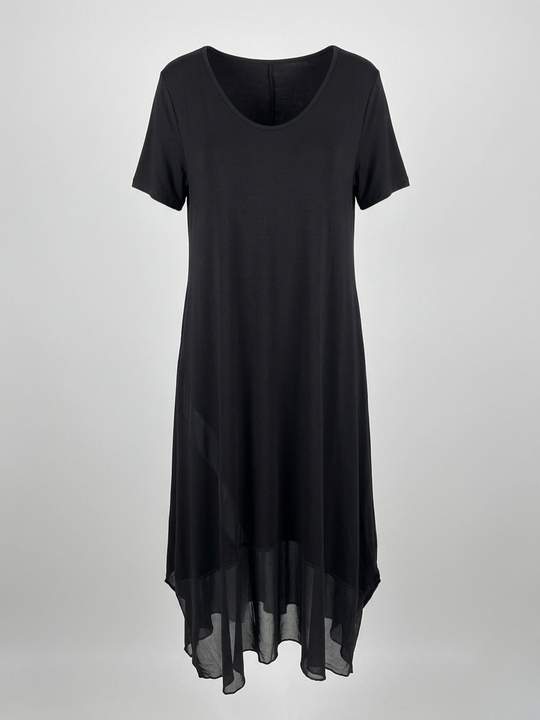 Siyah Oversize File Detay Elbise 3867