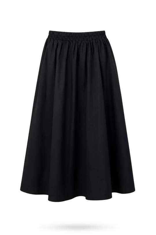 Siyah Poplin Midi Etek 3907