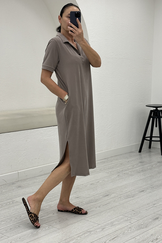 Vizon Polo Yaka Modal Elbise 1173