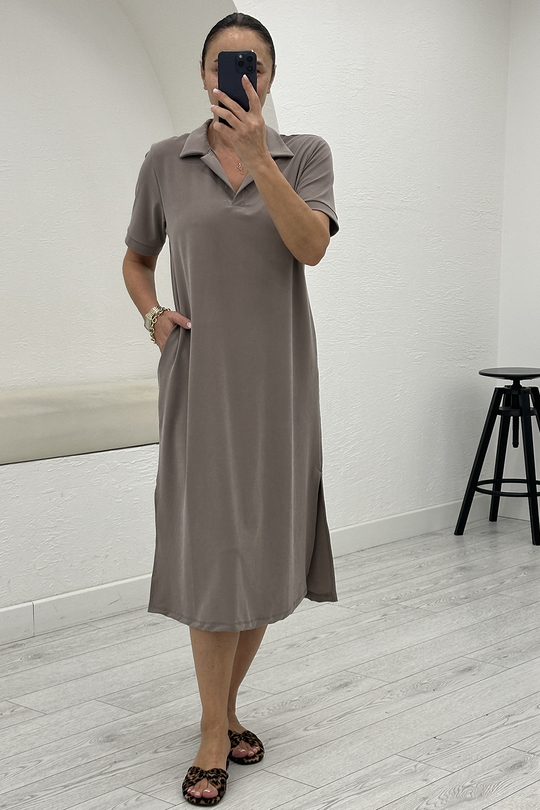 Vizon Polo Yaka Modal Elbise 1173
