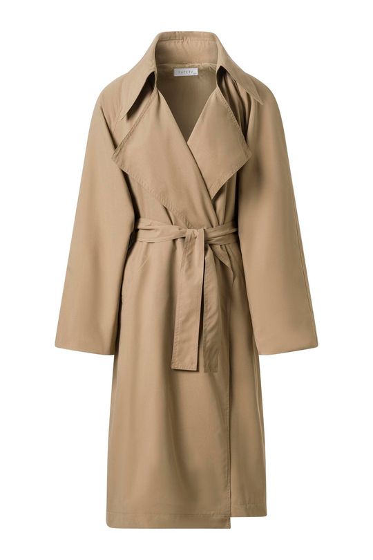 Camel Kuşaklı Mevsimlik İnce Trençkot CAMEL