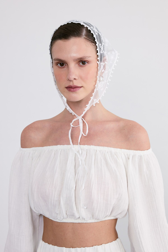 Daisy Dantel Bandana Beyaz