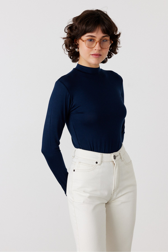 Dik Yaka Basic Body Lacivert