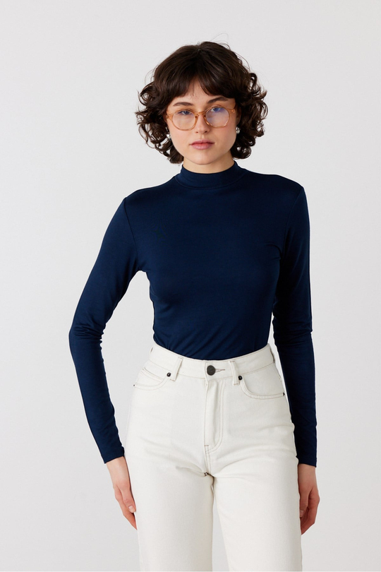 Dik Yaka Basic Body Lacivert