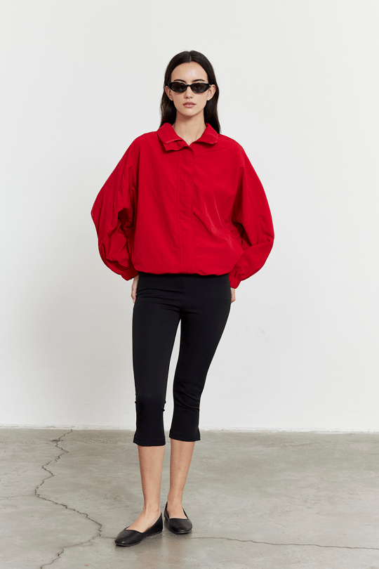 Fermuarlı Oversize Ceket Kırmızı