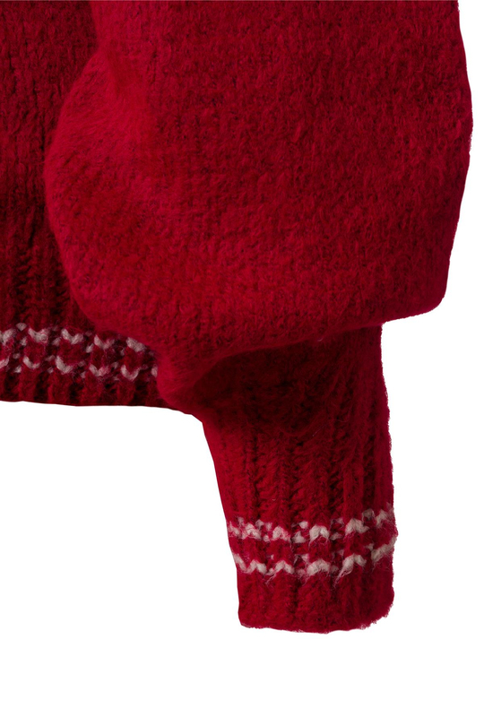 Fular Detaylı Kolej Kazak Kırmızı