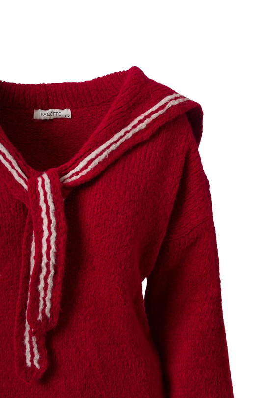 Fular Detaylı Kolej Kazak Kırmızı