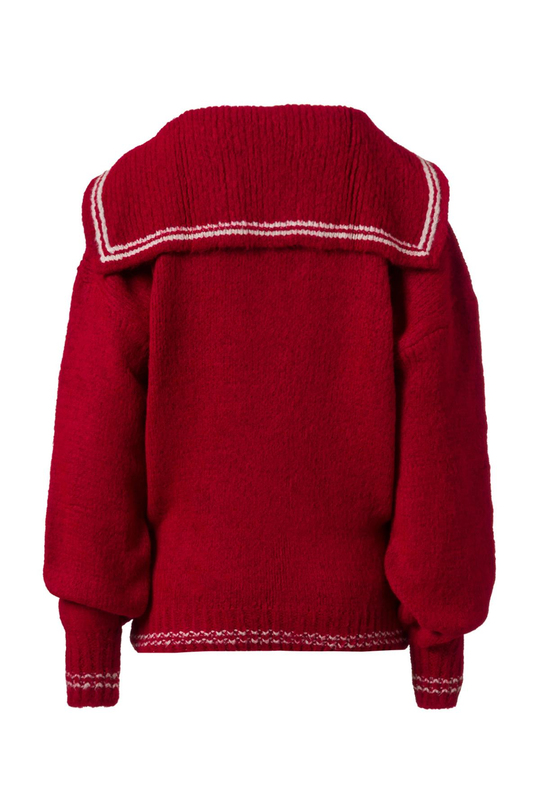 Fular Detaylı Kolej Kazak Kırmızı