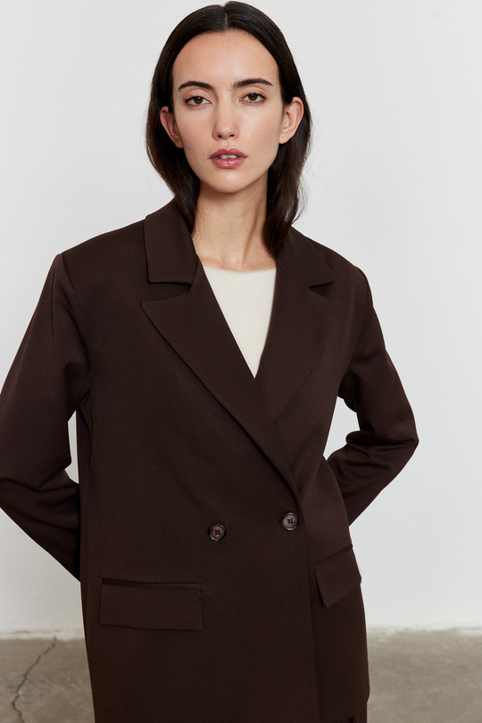 Kahverengi Düğmeli Blazer Ceket KAHVERENGİ