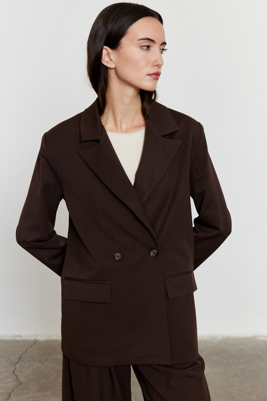 Kahverengi Düğmeli Blazer Ceket KAHVERENGİ