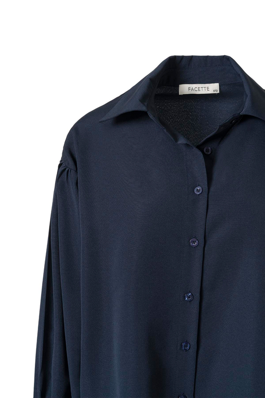 Kolu Volanlı Gömlek Lacivert