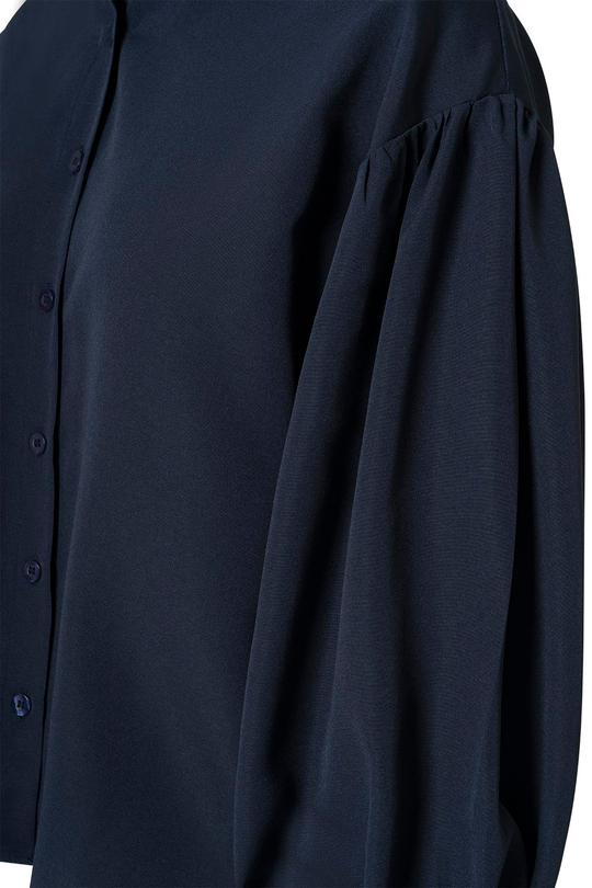 Kolu Volanlı Gömlek Lacivert