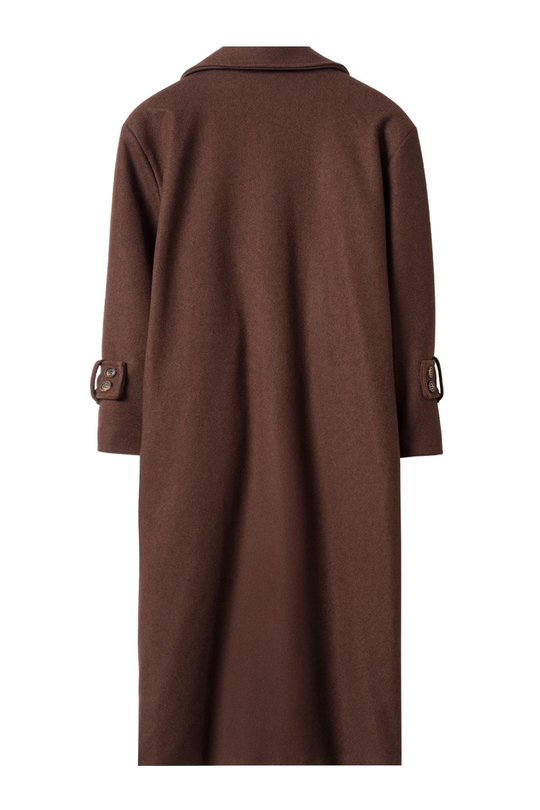 Linea Apoletli Uzun Kaşe Kaban Acı Kahve