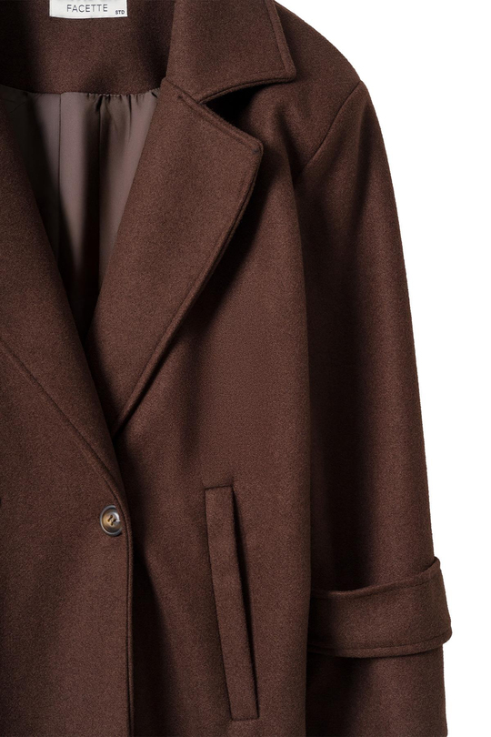 Linea Apoletli Uzun Kaşe Kaban Acı Kahve