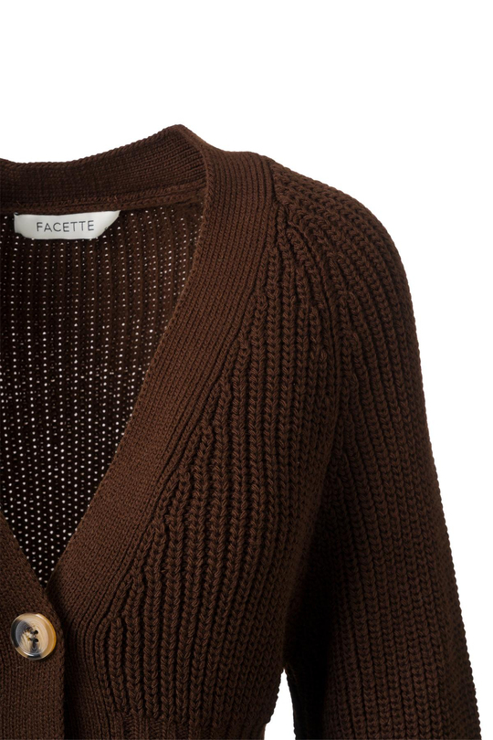 Önden Düğmeli Triko Elbise Acı Kahve