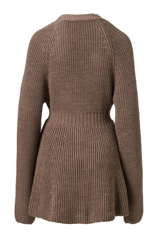 Önden Düğmeli Triko Elbise Vizon