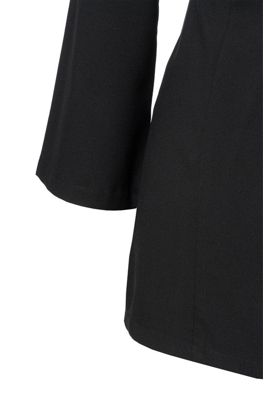 Önü Biye Detay Mini Elbise Siyah