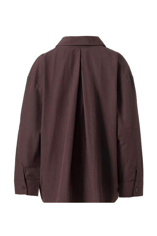 Oversize Poplin Gömlek Acı Kahve