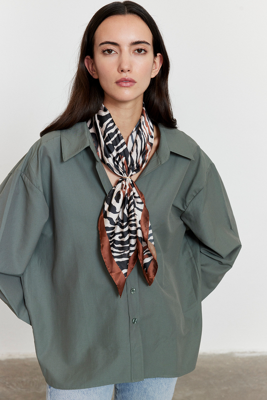 Oversize Poplin Gömlek Haki