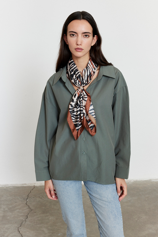 Oversize Poplin Gömlek Haki