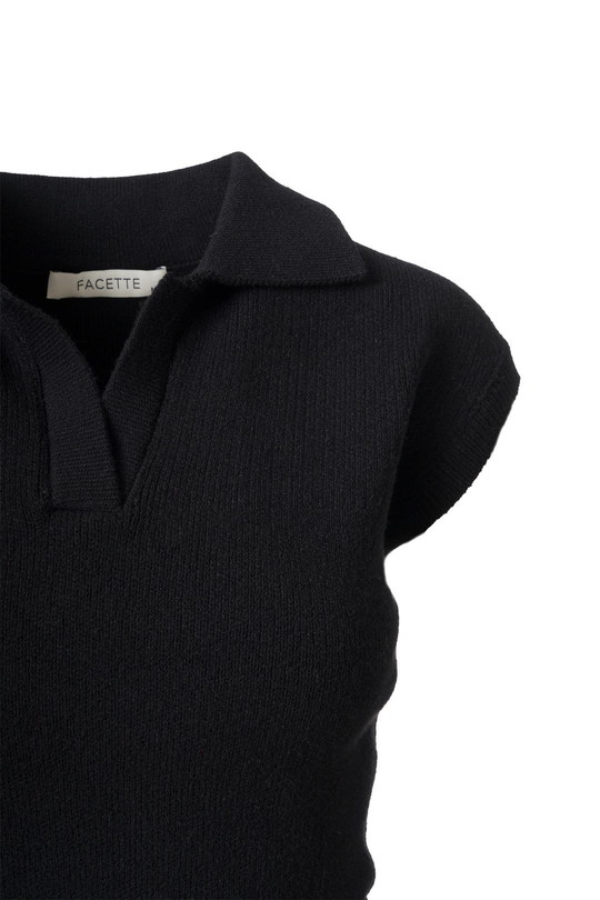 Polo Yaka Süveter Siyah