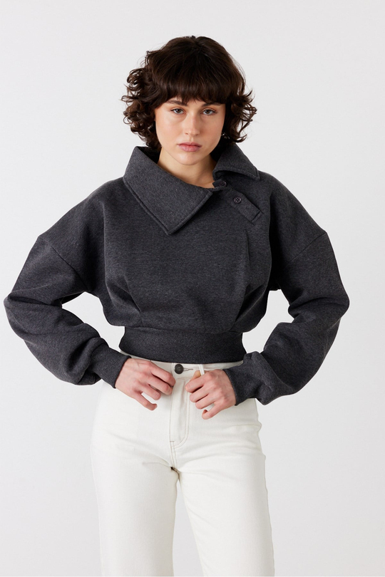 Pulse Crop Sweatshirt Antrasit