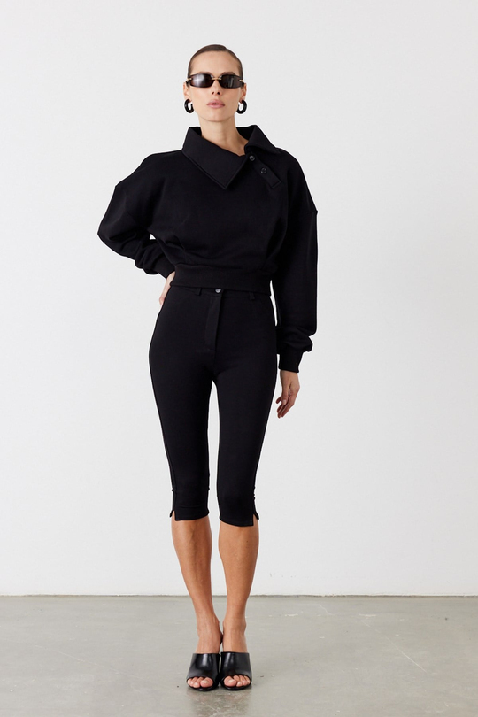 Pulse Crop Sweatshirt Siyah
