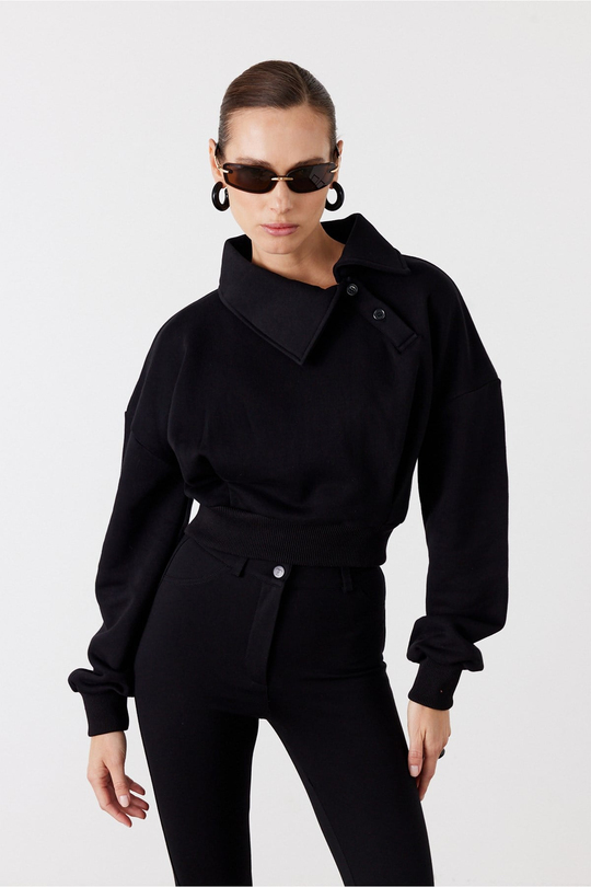 Pulse Crop Sweatshirt Siyah