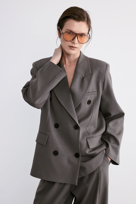 Rufe Kruvaze Oversize Blazer Vizon