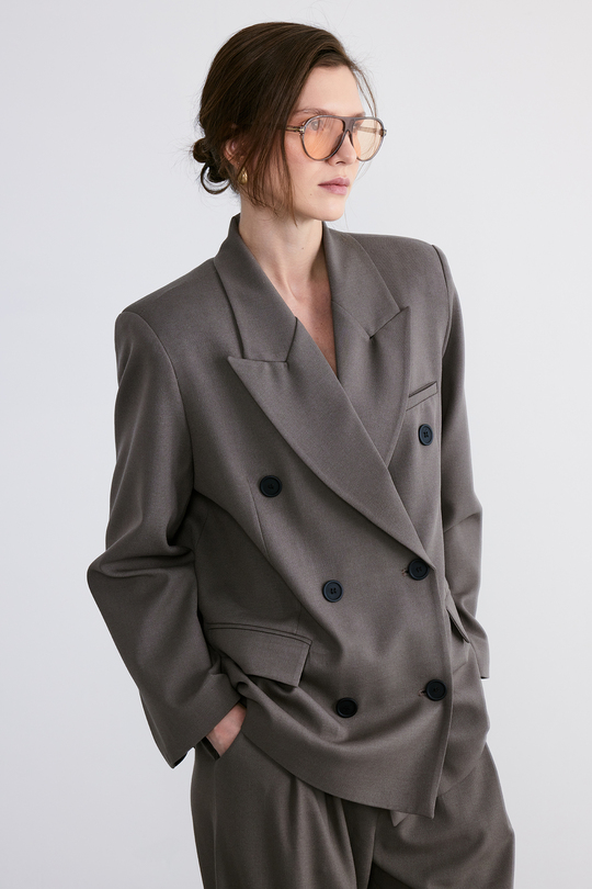 Rufe Kruvaze Oversize Blazer Vizon