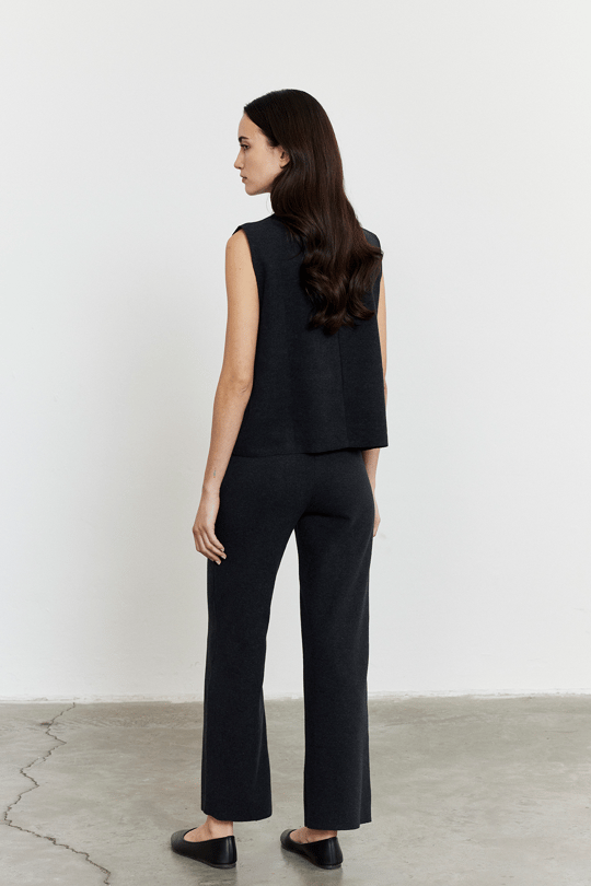 Şardonlu Kolsuz Bluz Pantolon Takım Antrasit