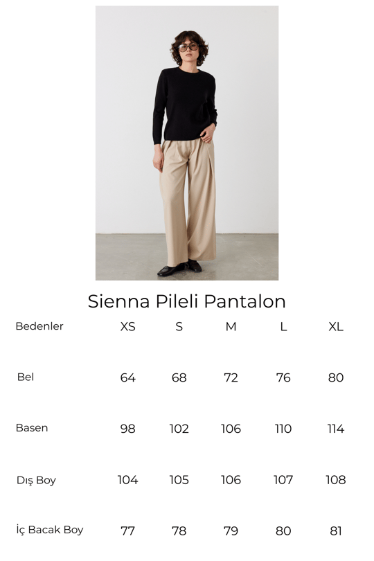 Sienna Pileli Pantolon Bej