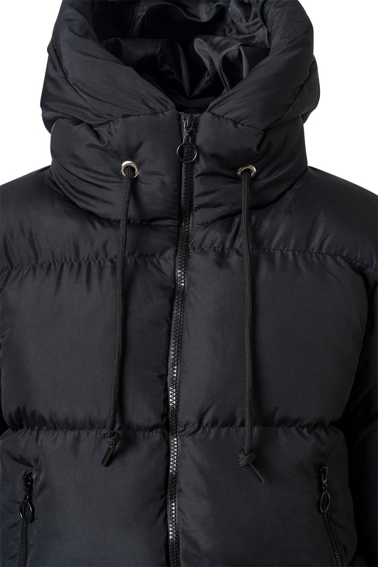 Siyah Kapüşonlu Kısa Şişme Mont SİYAH