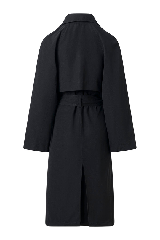 Siyah Kuşaklı Mevsimlik İnce Trençkot SİYAH