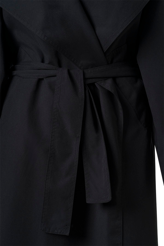 Siyah Kuşaklı Mevsimlik İnce Trençkot SİYAH