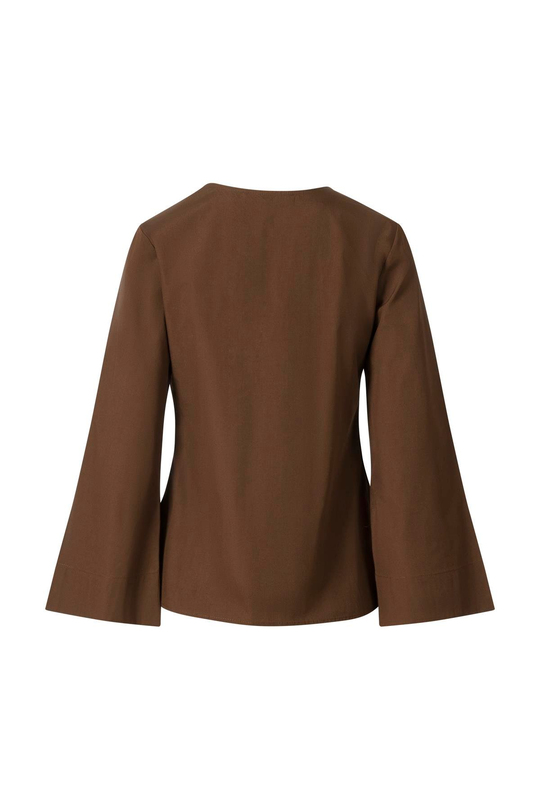 Yandan Bağlamalı Poplin Gömlek Acı Kahve