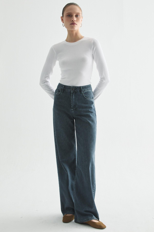 RELAXED KESİM WIDE LEG JEAN İNDİGO