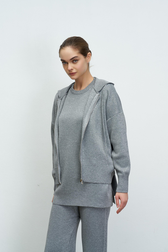 SİMLİ CROP HIRKA GÜMÜŞ