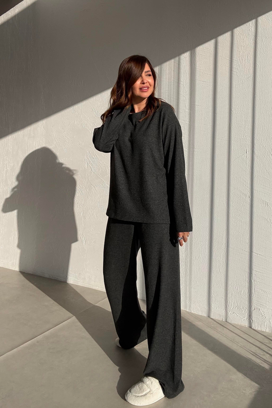 Basic Örme Füme Rengi Oversize Takım